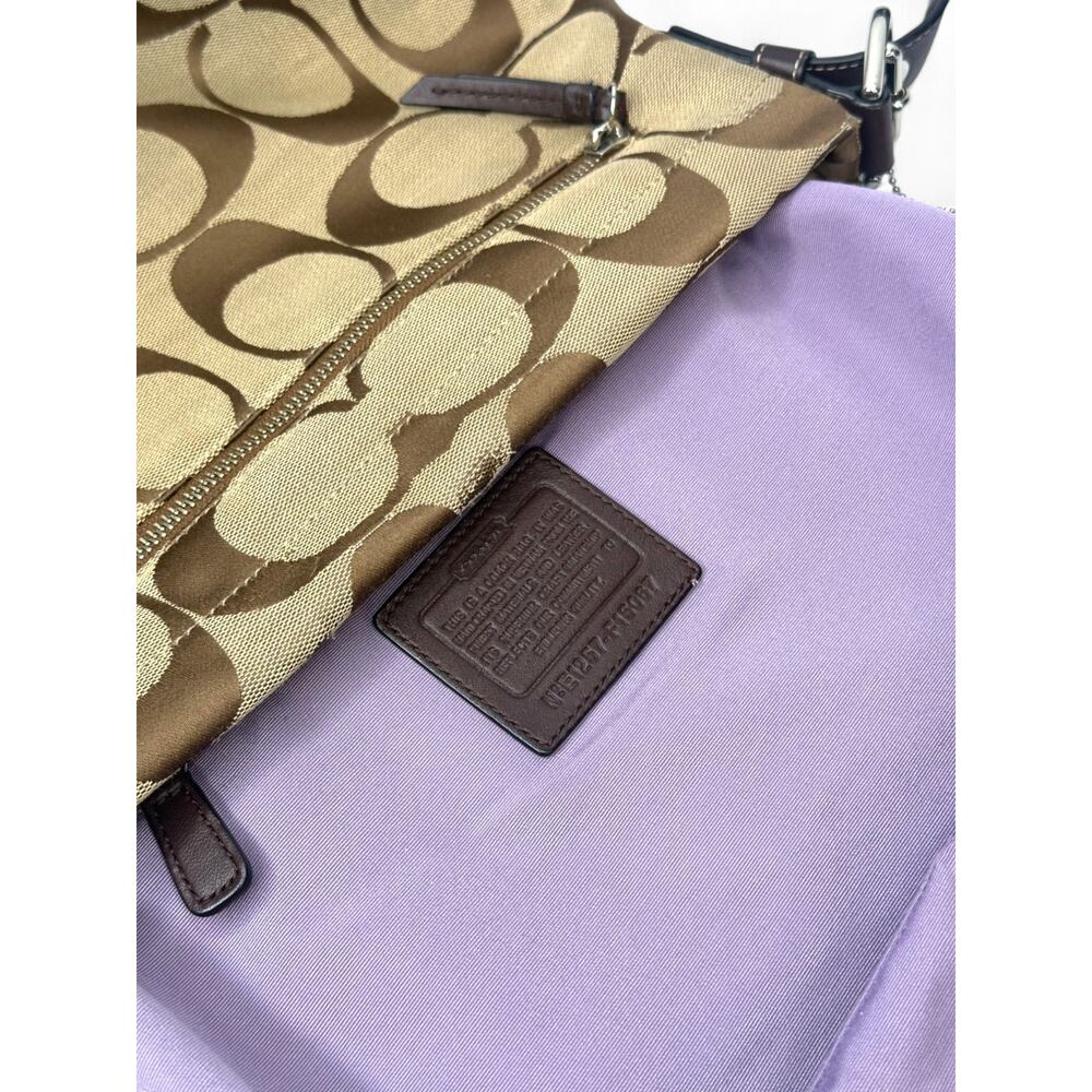 Vintage Coach Signature Khaki Brown Jacquard Duffle Hobo Shoulder Bag F15067 - Picture 11 of 11
